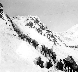 Skagway ; la montée du col Chilkoot